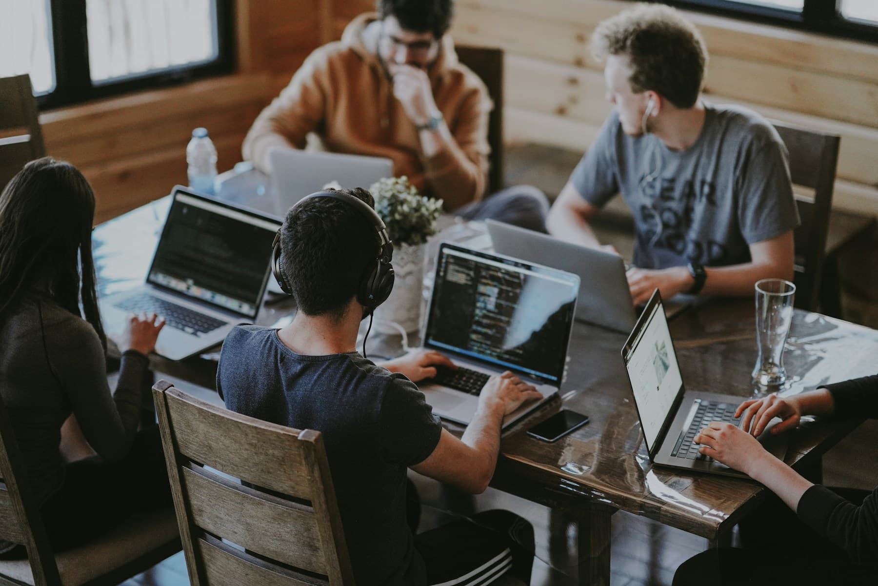 Technology team working together